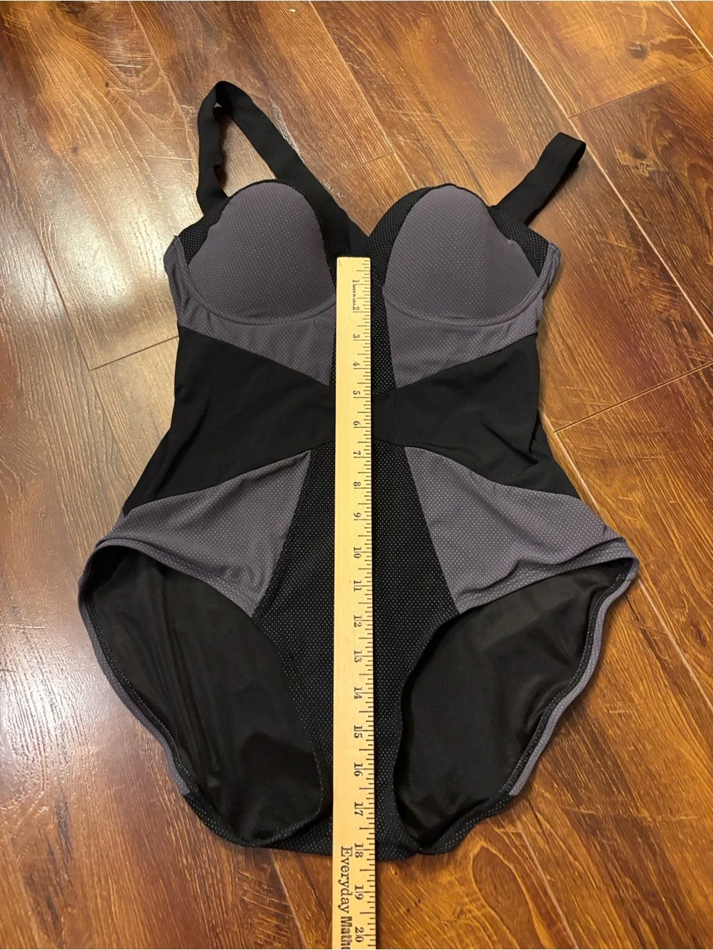 SPANX Black and Grey Dot One-Piece Shapewear Swimsuit Size 12